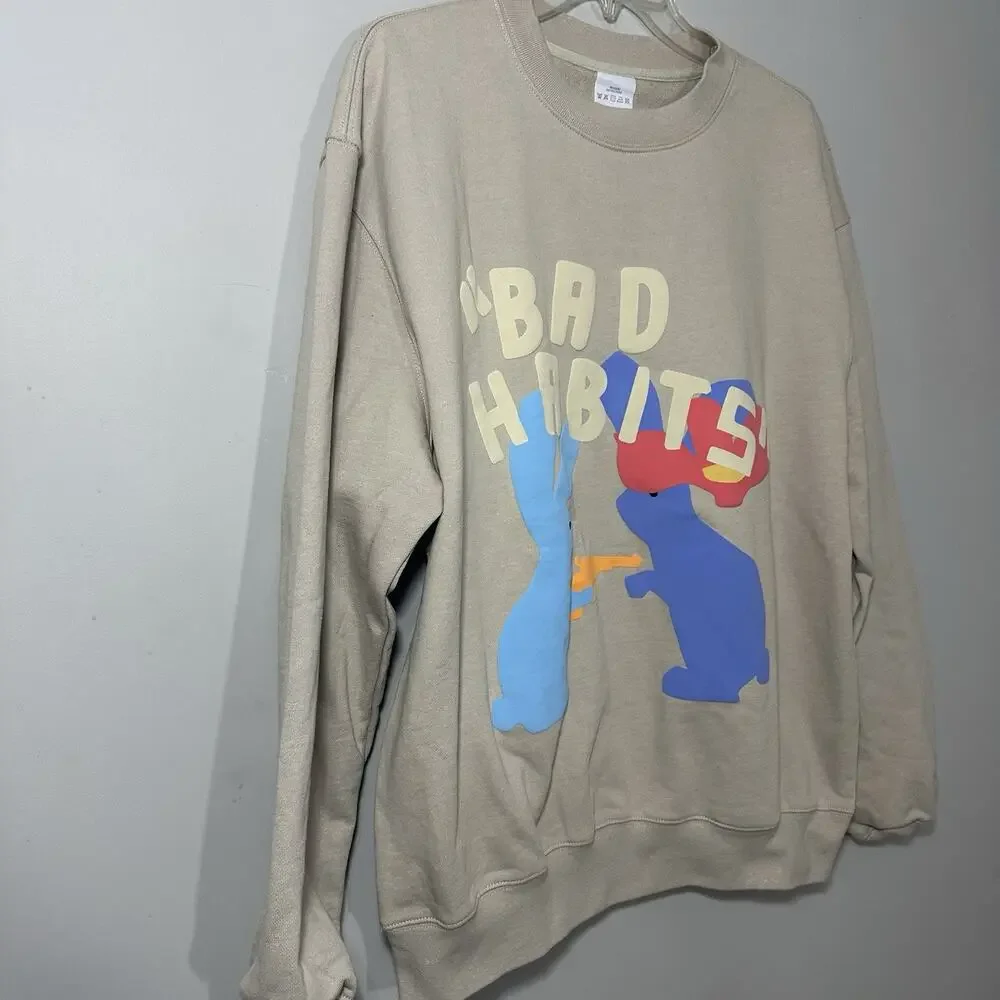 Punk Rock Bunny Graphic Mens Sweatshirt Edgy Streetwear Grunge Pullover Dark - Picture 8 of 8